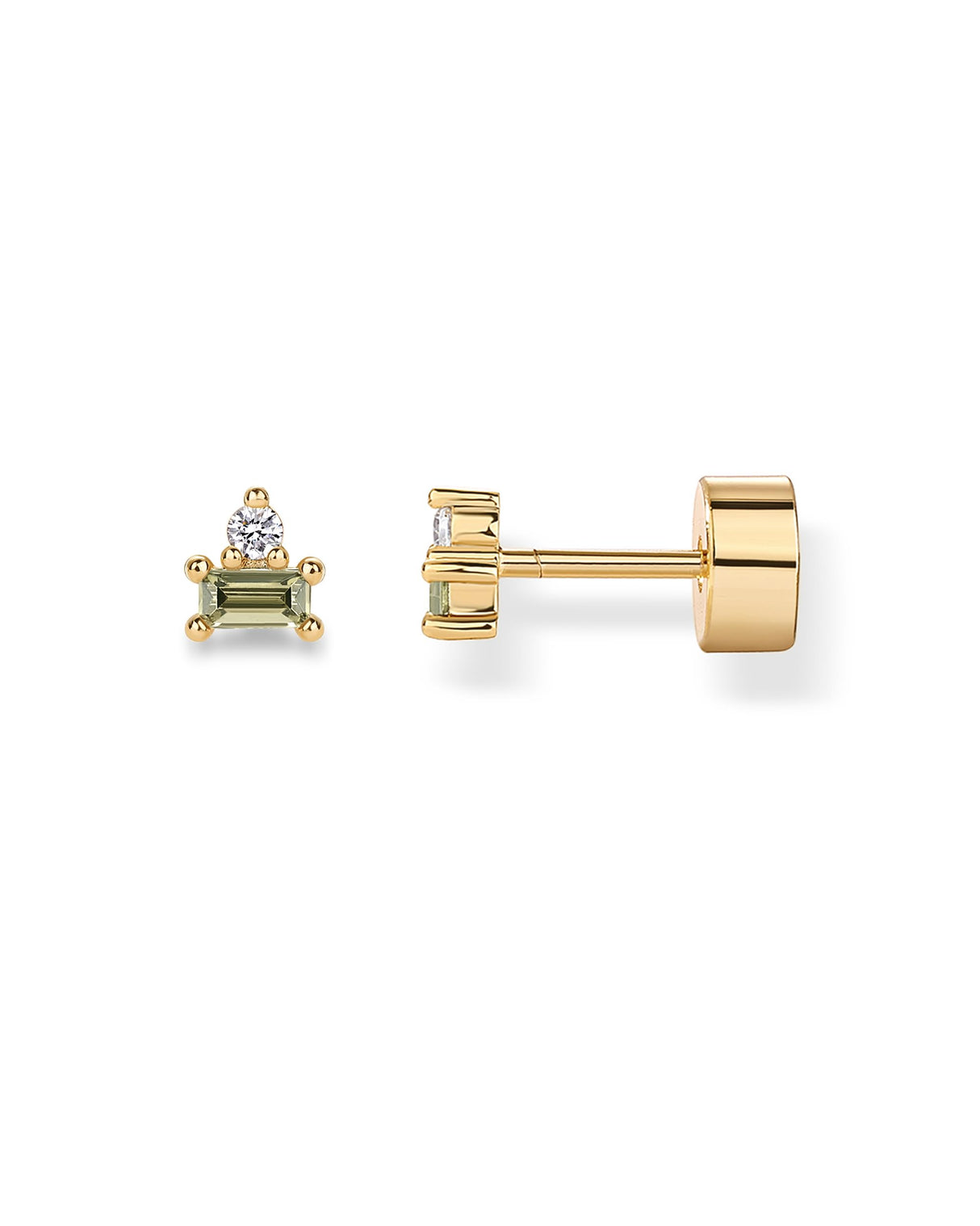 PAVOI Stud Earrings, 925 Silver, Yellow Gold, Size 4.1 x 3.7 Millimeters