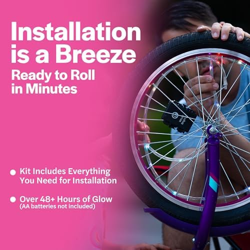 Brightz WheelBrightz LED Bike Wheel Lights - 2025 Edition with Superior Straps & LED-Weatherproof Shield! 14 Colors - Unmatched Durability, Visibility & 48+ Hours of Dazzling Illumination