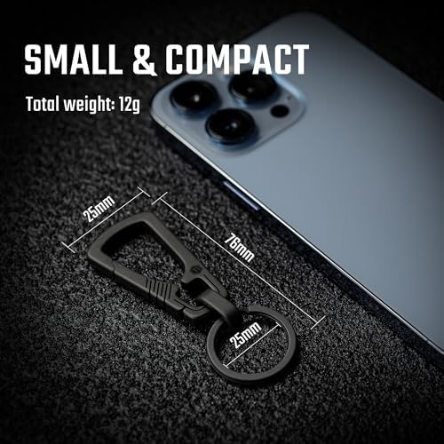 KeyUnity Titanium Carabiner Keychain Clip, Quick Release EDC Key Holder Organizer with Key Ring