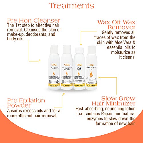 GiGi Waxing Starter Kit - At-Home Hair Removal Kit for Face & Body, Soft Wax Warmer, Pre & Post Waxing Care