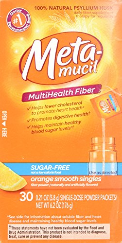 Metamucil Fiber Singles Smooth Texture Sugar Free Orange - 30 Packets