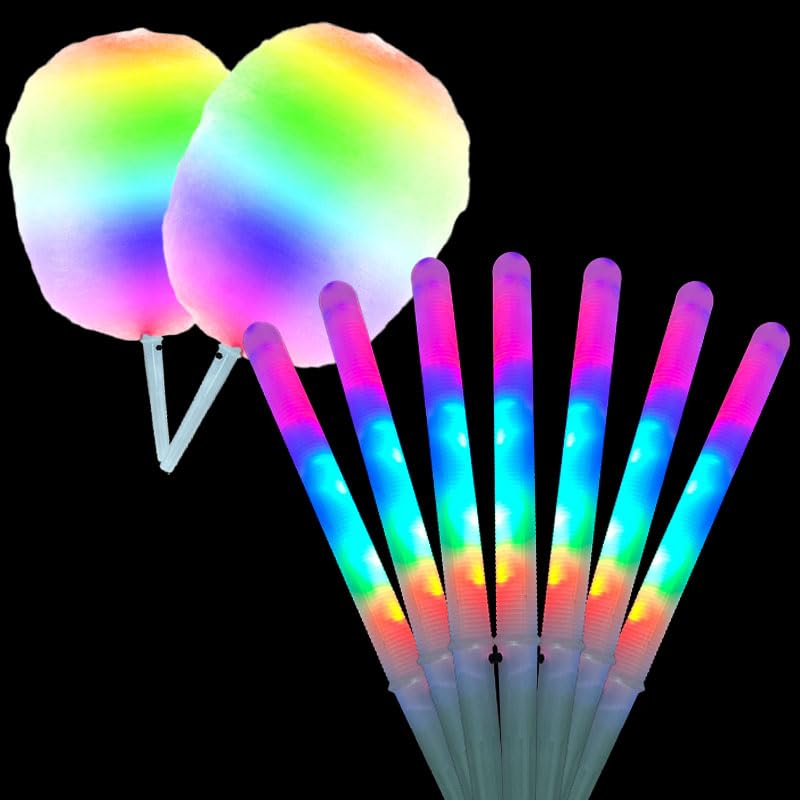 50 Pcs LED cotton candy cones,Glowing cotton candy sticks,Cotton candy holder reusable and waterproof, suitable for Christmas party (colorful)