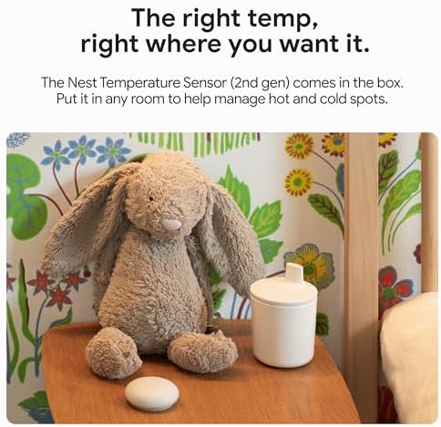 Google Nest Learning Thermostat (4th Gen, 2024) with Nest Temperature Sensor - Energy Saving Smart Thermostat with Adaptive Eco - Works with Alexa and Google Home App - Polished Gold