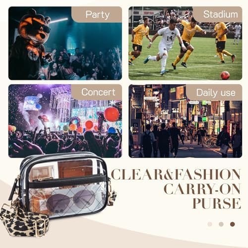 Missnine Clear Bag for Stadium Events Quilted Clear Purse for Women Stadium Approved PVC Crossbody Concert Bag