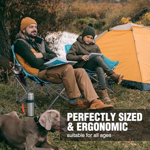 VILLEY Camping Chair Beach Folding Chair, Outdoor Lawn Portable Lightweight Chair, Foldable Chair with Carry Bag, for Outside Hiking, Fishing, Travel, Beach and Sports, Blue