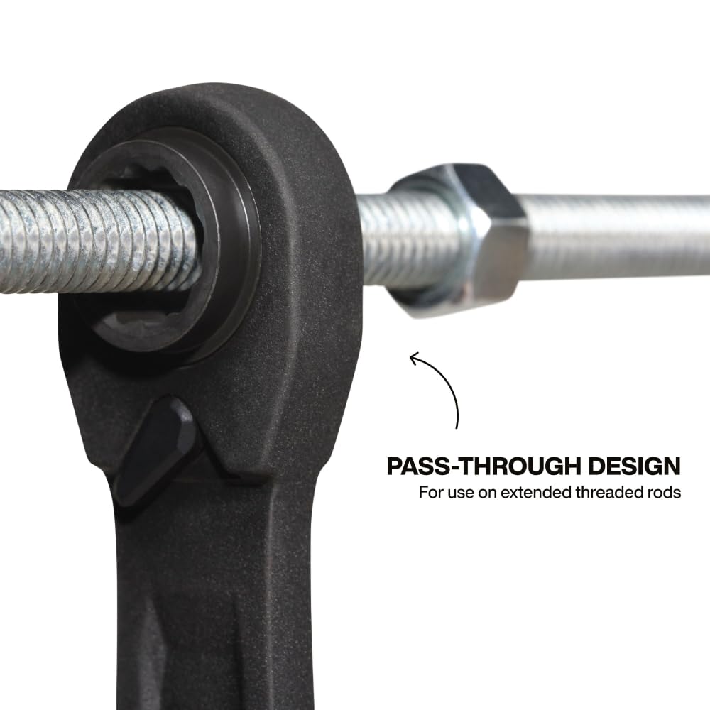 KLEIN TOOLS 68214 4-in-1 Reversible Ratchet Wrench, Box Wrench, SAE Hex Sizes 1/4, 5/16, 3/8, and 7/16-Inch, 90-Tooth Ratchet, Pass-Through Design