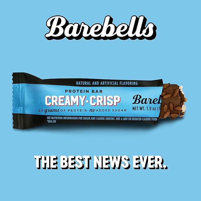 Barebells Protein Snacks Bars Creamy Crisp - 12 Count,Pack of 2, 1.9oz Bars 55g of High Protein - Chocolate Protein Bar with 1g of Total Sugars - Perfect on The Go Protein Snack & Breakfast Bars.