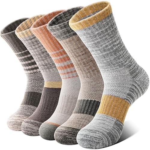 Anlisim Merino Wool Hiking Socks for Women Thermal Winter Warm Boot Work Cushion Socks 5 Pairs