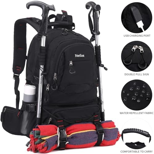 Nerlion 40L Hiking Backpack Travel Backpack for Men Women Camping Waterproof Outdoor Hiking Daypack Lightweight Backpack (Black)