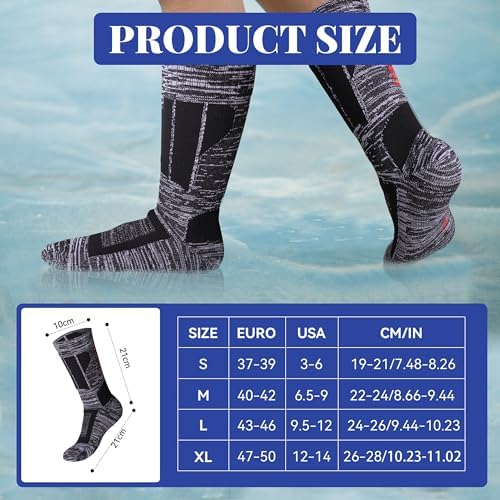 Jspupifip Unisex Waterproof Socks Water Resistant Socks Waterproof Breathable Hiking Wading Skiing Fishing Sock for Men Women