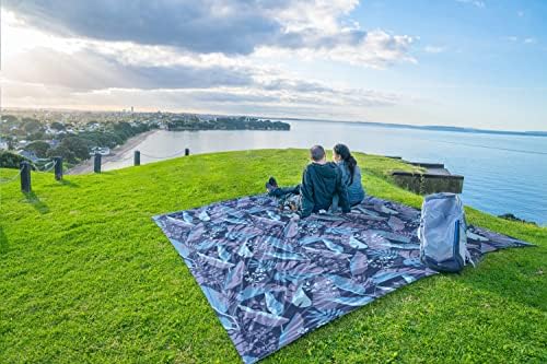WEKAPO Beach Blanket Waterproof Sandproof Oversized, Extra Large Beach Mat Sand Free, Lightweight & Compact Sand Free Mat with 6 Stakes & 4 Corner Pockets