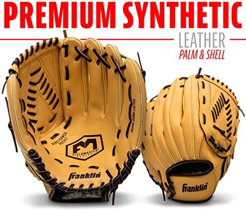 Franklin Sports Baseball + Softball Gloves - Field Master Adult + Youth Baseball + Softball Gloves - Right Hand + Left Hand Gloves - Infield + Outfield Mitts - Multiple Sizes + Colors