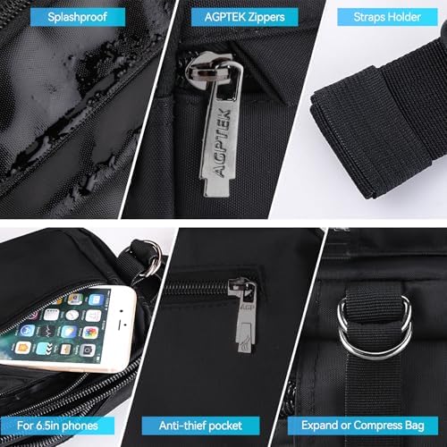 AGPTEK Fanny Pack for Women Men, RFID Large Capacity Waist Wallet Bag, Adjustable & Waterproof Bum Belt Pouch for Travel, Running, Shopping, Hiking, Dog Walking, Cycling, Climbing