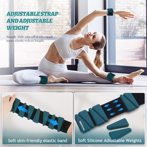 Wrist Ankle Weights Set of 2(1 lb/2 lbs Each) Adjustable Weights Training Intensity for Strength Training Walking Running Yoga Pilates Jogging for Women Men