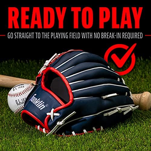 Franklin Sports Baseball + Softball Gloves - Field Master Adult + Youth Baseball + Softball Gloves - Right Hand + Left Hand Gloves - Infield + Outfield Mitts - Multiple Sizes + Colors