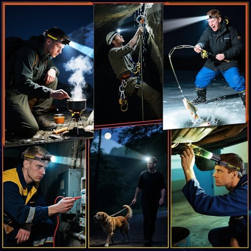 Led Headlamp Rechargeable, Super Bright HeadLamps 60H Long Battery Life with Sensor, Zoomable Head lamp with 12 Modes, IPX7 Waterproof, 120°Adjustable Headlight for Forehead, Working, Camping, Hiking