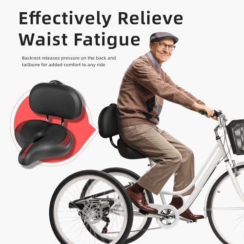 Oversized Bike Seat for Peloton Bike & Bike+, Comfort Seat Cushion Compatible with Peloton, Road or Exercise Bikes, Bicycle Wide Saddle Replacement for Men & Women, Accessories for Peloton
