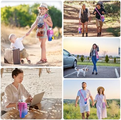 linmaya Water Bottle Carrier Bag with Phone Pocket for Stanley Cup 40/30oz,Insulated Neoprene Water Bottle Holder Cross-boday Bag with Adjustable Shoulder & Handheld Strap Stanley Cup Accessories