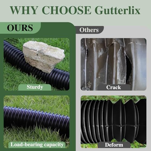 2 Pack Flexible Gutter Downspout Extensions Extendable from 21" to 67", Downspout Extender Comes with Adapters, Thickened Down spout Drain Extension for Rainwater Drainage(Black)