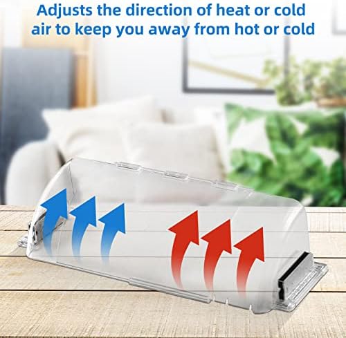 4 Pack Adjustable Air Vent Deflector, 9”-15” Transparent Deflector for Ceiling Registers, Floor, Sidewall (4)