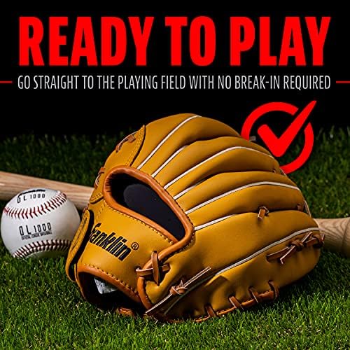 Franklin Sports Baseball + Softball Gloves - Field Master Adult + Youth Baseball + Softball Gloves - Right Hand + Left Hand Gloves - Infield + Outfield Mitts - Multiple Sizes + Colors