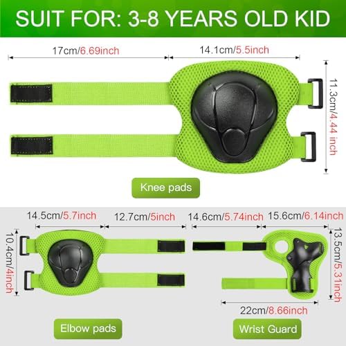 Kids Protective Gear Set Knee Pads for Kids 3-14 Years Toddler Knee and Elbow Pads with Wrist Guards 3 in 1 for Skating Cycling Bike Rollerblading Scooter