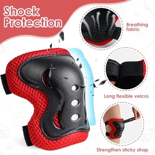 BOSONER Kids/Youth Knee Pad Elbow Pads Guards Protective Gear Set for Roller Skates Cycling BMX Bike Skateboard Inline Skatings Scooter Riding Sports