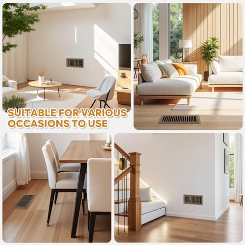 Floor Register 4x10, Floor Vent Covers, Heavy Duty Steel Walkable Floor Vents, for Sidewall and Floor, Brown 10 Pack
