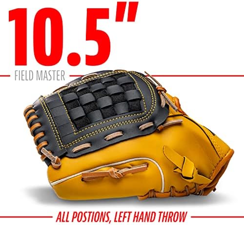 Franklin Sports Baseball + Softball Gloves - Field Master Adult + Youth Baseball + Softball Gloves - Right Hand + Left Hand Gloves - Infield + Outfield Mitts - Multiple Sizes + Colors