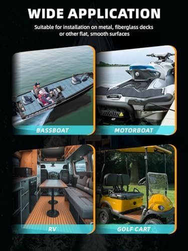 FOCEAN Boat Flooring EVA Foam Boat Decking Marine Mat Non-Slip Self-Adhesive Flooring Sheet for Motorboat Kayak Surfboard Garden Floor Swimming Pools, 94.5''x 15.7'', Dark Grey with Black Lines