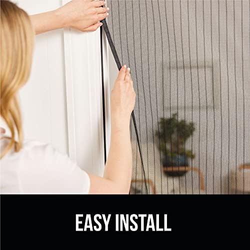 GORILLA GRIP Magnetic Screen Door, Hands Free Mesh Curtain Keeps Bugs and Mosquitos Out, Automatic Magnet Closure, Heavy Duty Patio Sliding Dog Doors Cover, Window Screen Protector, Black 39x83