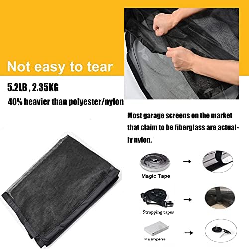 LIAMST Garage Door Screen for 2 Car Garage Door-16x7FT Reinforced Fiberglass Garage Screen, Magnetic Garage Screen Door