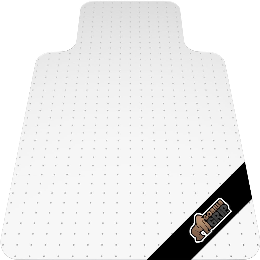GORILLA GRIP Slip Resistant Office Chair Mat for Carpet Floors, Smooth Glide Under Desk Carpeted Floor Protector, Heavy Duty Plastic Computer Mats, Rolling Work and Gaming Chairs, 32.5x48 Lip, Clear