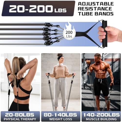 WHATAFIT Resistance Bands, Exercise Bands,Resistance Bands for Working Out, Work Out Bands with Handles for Men and Women Fitness, Strength Training Home Gym Equipment