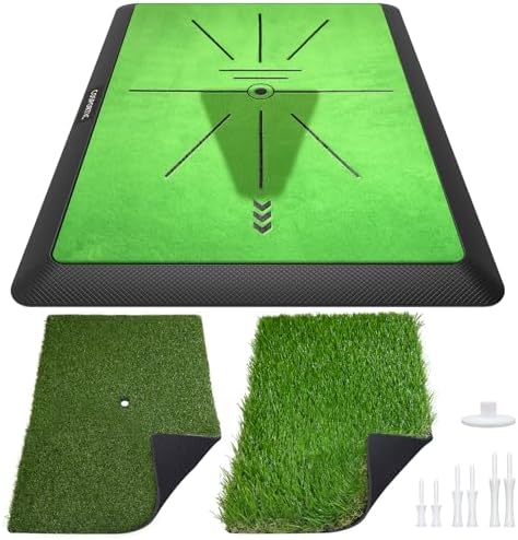 Golf Hitting Mat | Golf Training Mat for Swing Path Feedback/Detection Batting | Extra Replaceable Golf Practice Mat 16"x12" | Golf Gifts for Men/Women for Home Indoor Outdoor