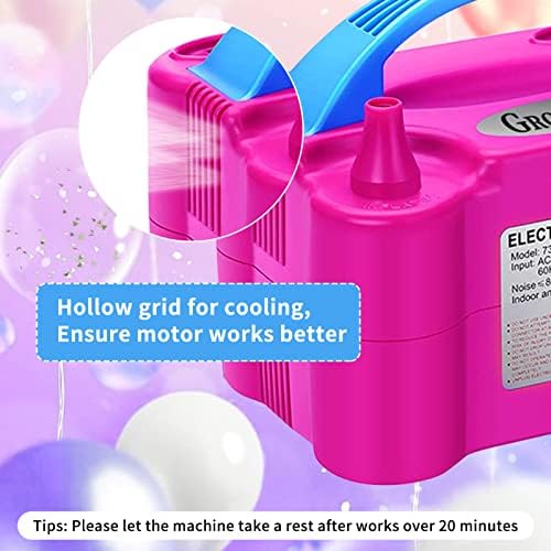 Growsun Electric Balloon Pump Air Inflator Portable Automatic Dual Nozzle Balloon Blower 110V 600W for Birthday Baby Shower Balloons Party Decorations