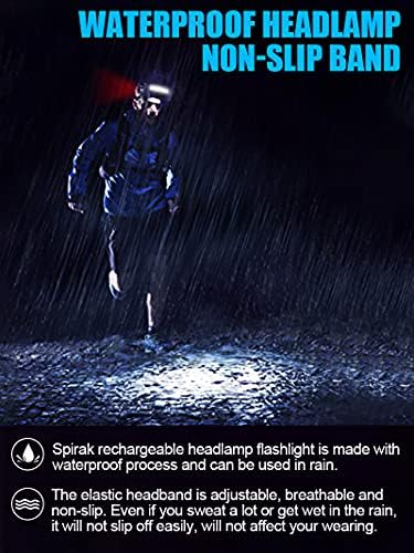 LED Headlamp Flashlight, 1000lumens 230° Broadbeam Headlight, USB Rechargeable Head Lamp with Red Taillight, Lightweight Waterproof Headlamps for Camping Running Hiking, Hard Hat Headlamp