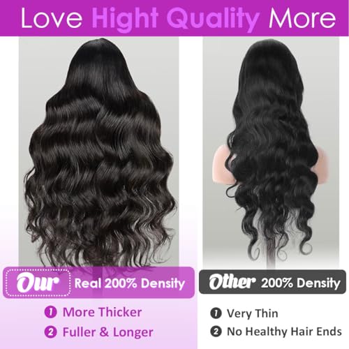 30 Inch Body Wave Lace Front Wigs Human Hair 200% Density, 13x4 HD Transparent Lace Frontal Wigs Human Hair Glueless Brazilian Virgin Wig for Women Pre Plucked Bleached Knots with Baby Hair