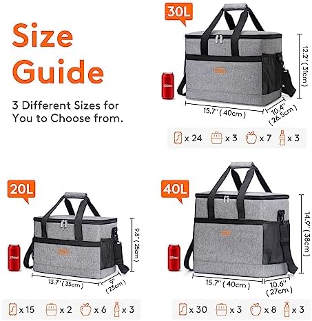 Lifewit Cooler Bag 30/50/60 Cans Collapsible and Insulated Large Lunch Bag Leakproof Soft Cooler Portable Tote for Camping/BBQ/Family Outdoor Activities