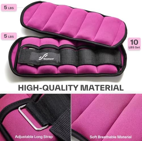 Sportneer Adjustable Ankle Weights 1 Pair 2 4 6 8 10 Lbs Leg Weight Straps for Women Men, Weighted Ankle Weights Set for Gym,Fitness, Workout,Walking, Jogging,1-5 lbs Each Ankle, 1 Pair 2-10 lbs