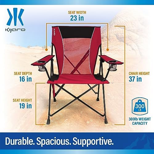 Kijaro Dual Lock Portable Camping Chairs - Versatile Folding Chair, Sports Chair, Outdoor Chair & Lawn Chair - Dual Lock Feature Red Rock Canyon