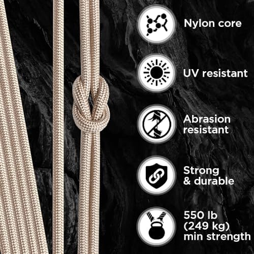 TECEUM 5/32" Paracord Rope 1000 – 1000ft / 200ft / 100ft / 50ft – Tactical Parachute Cord 4mm – 45+ Colors – Nylon String for Survival & Camping Gear – Stripe Cord for Survival – Utility Rope
