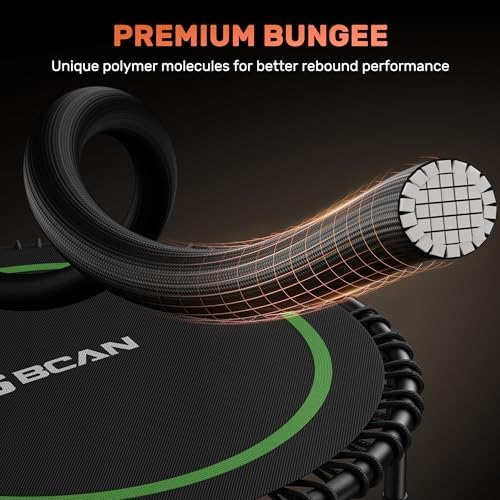 BCAN 450/550 LBS Foldable Mini Trampoline, 40"/48" Adult Fitness Trampoline with Bungees, U Shape Adjustable Foam Handle, Stable & Quiet Exercise Rebounder,Indoor/Outdoor Workout