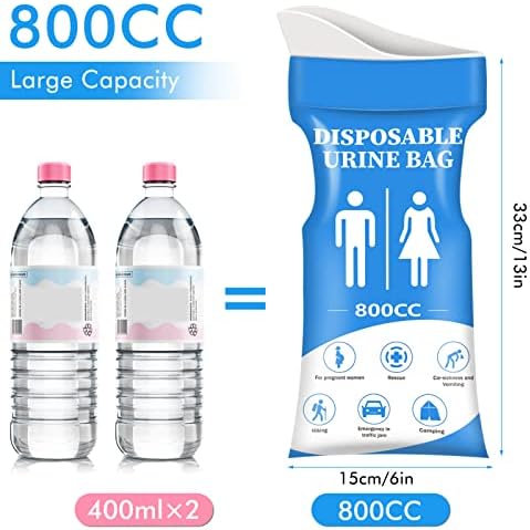 DIBBATU Disposable Urine Bag, 12/24 PCS Pee Bags for Travel for Women/Men, 800ML Emergency Portable Urinal Bag and Vomit Bags, Unisex Urinal Bag for Camping, Traffic Jams, Pregnant, Patient, Kids