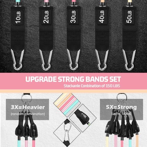 VEICK Resistance Bands, Exercise Bands, Workout Bands Set for Working Out with Handles for Men Women, Elastic Exercising Bands for Fitness Weights Work Out at Home Gym