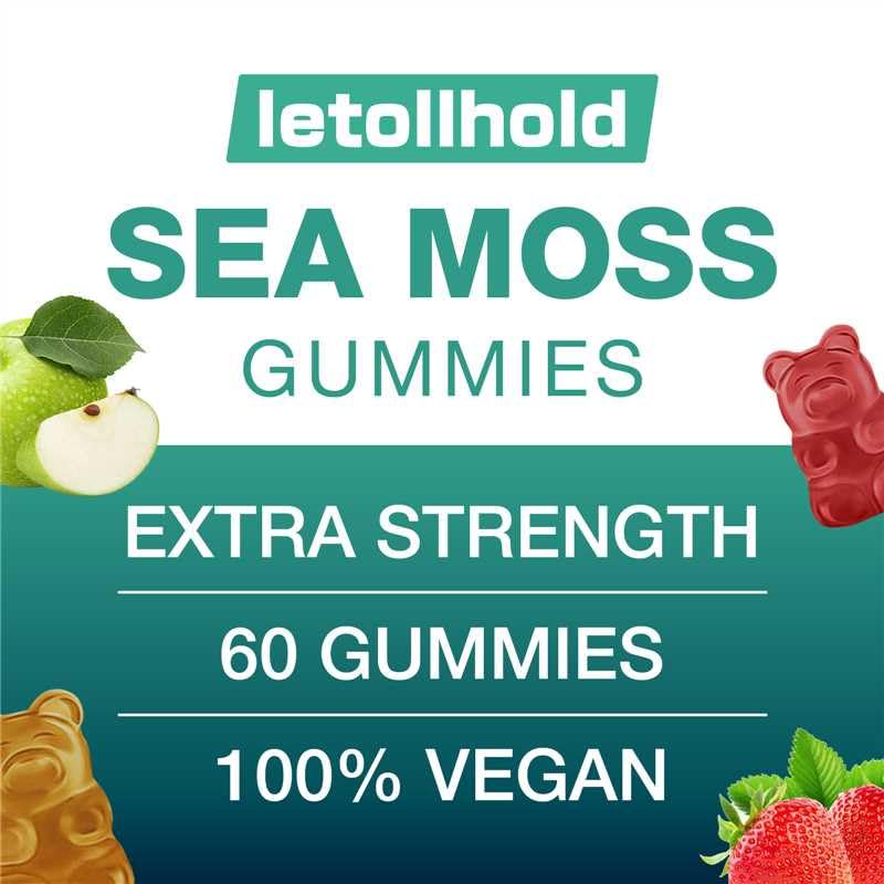 Sea Moss Gummies - Irish Sea Moss Gummies Advanced for Adults with Ashwagandha Bladderwrack & Burdock Root for Supports Immune,Energy - 60 Vegan Gummy,2PCS