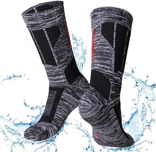 Jspupifip Unisex Waterproof Socks Water Resistant Socks Waterproof Breathable Hiking Wading Skiing Fishing Sock for Men Women
