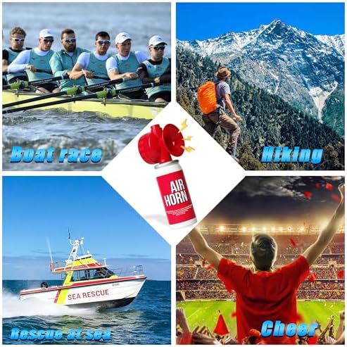 Air Horn 1.4oz 4pcs, Loud Mini Safety Boat Air Horn Can, Sports Event Starting Horn, Mini Small Compressed Blow Fog Bear, Celebrate Victory(4,Red)