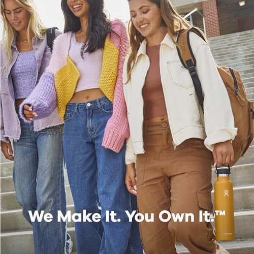 Hydro Flask Stainless Steel Standard Mouth Water Bottle with Flex Cap and Double-Wall Vacuum Insulation