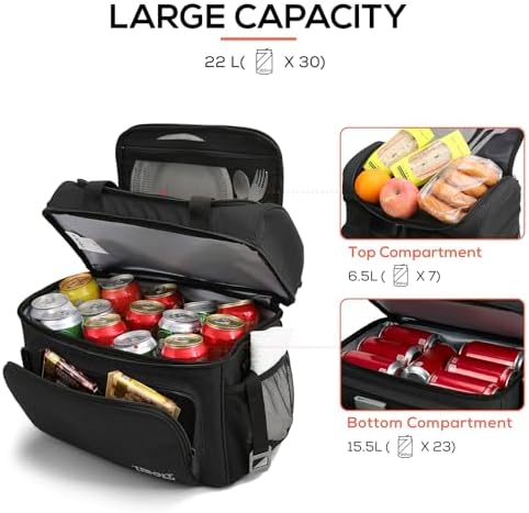 TOURIT Insulated Cooler Bag 30/36-Can Soft Sided Lunch Cooler 22/28L for Men Women to Travel, Picnic, Camping, Beach, Work